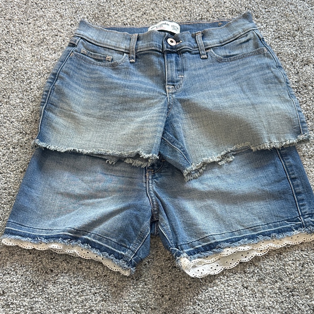 Abercrombie & Fitch Denim Shorts with Lace Hem